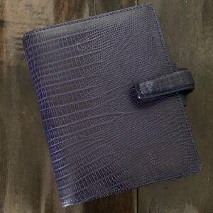 Croc-Embossed Navy Filofax Pocket Topaz